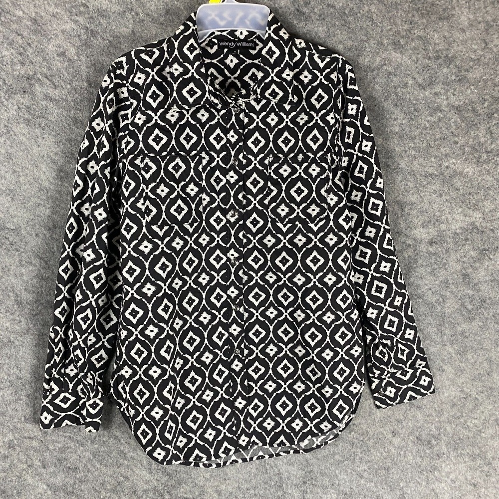 Wendy Williams Long Sleeve‎ Button Up Top Medium Women's Adults Cotton Blend M